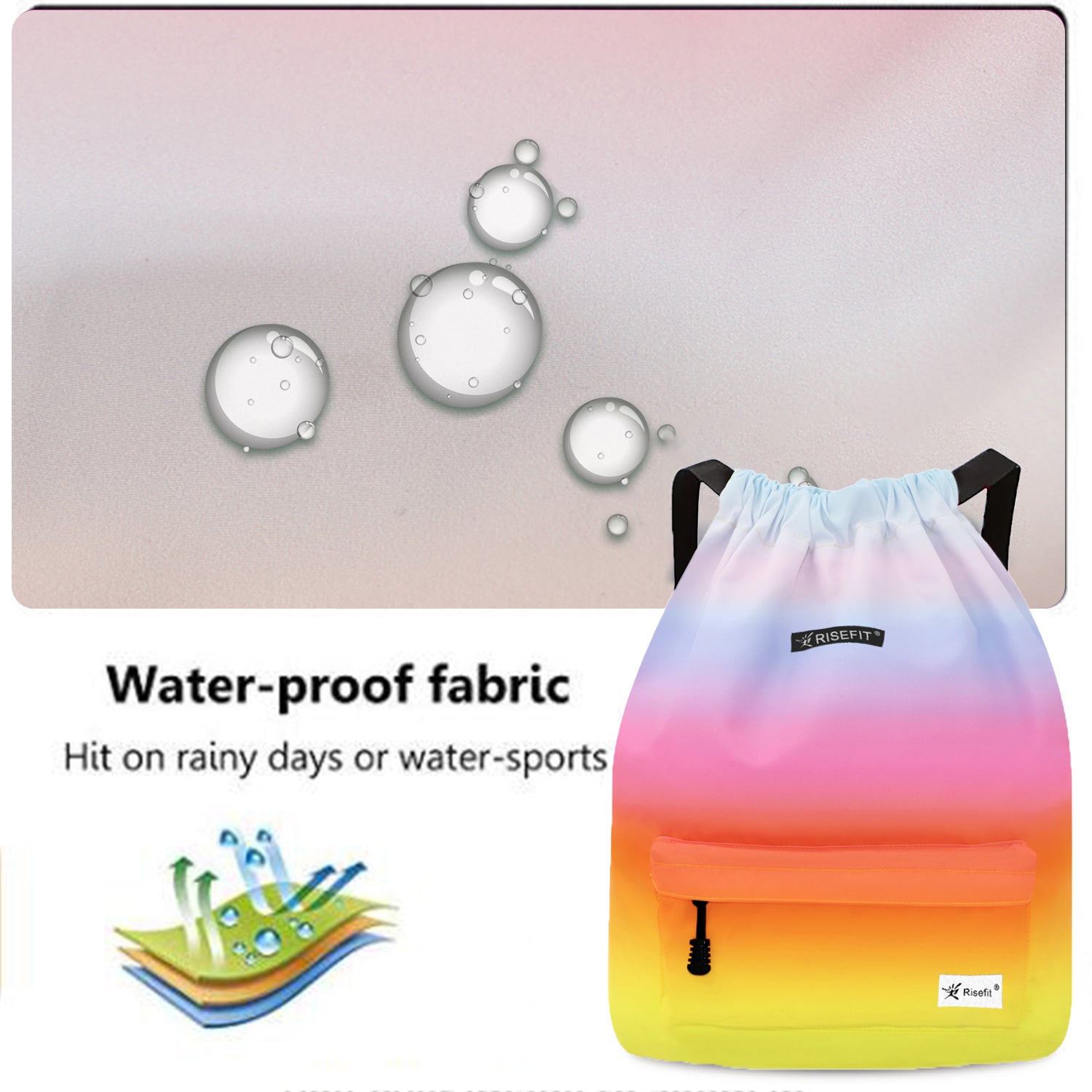 Risefit Drawstring Swimming Bag School PE Bags Waterproof Gym Backpack –  Risefitpro